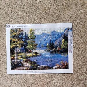 Finished Diamond Art Painting No CY-FJ01127 House by the Lake (214)